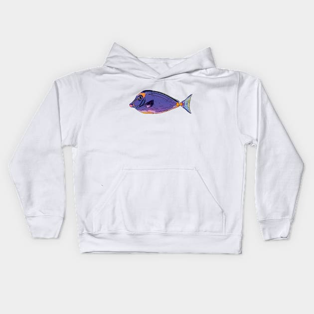 Cute Blue Tang Fish Kids Hoodie by ardp13